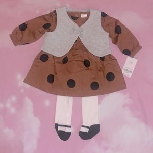 Carter’s 3 Piece Baby 3m Outfit Dress Vest Socks NWT